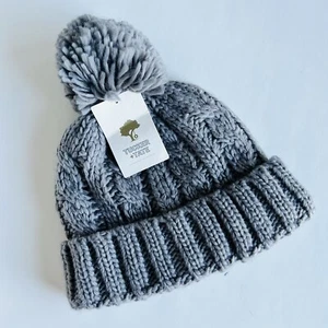 NWT Tucker + Tate Beanie Pompom Cable Knit Grey Lined Winter Hat 2/4Y - Picture 1 of 9