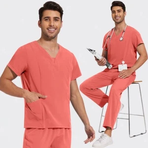 Nursing Surgical Uniform Woman Doctor Nurse Uniform Men Straight Pants Scrub Set - Picture 1 of 16