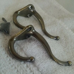 Ace Garment Hook Coat & Hat (Pk/2) Antique Brass Finish Mounting Fasteners Incl. - Picture 1 of 4