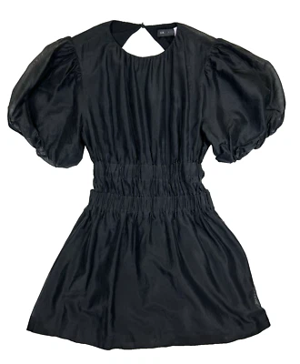 SIR The Label Franc Open Back Mini Dress Sz 3 US 8 Blk Puff Sleeve Ties Elastic - Image 1 of 4