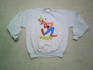 Vintage Disney Goofy Sweatshirt Boys Large Gray 90s Disney World Kids USA NWOT - Picture 1 of 7