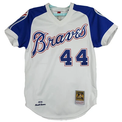 Auténtica camiseta blanca Hank Aaron Braves Mitchell & Ness MLB pequeña #44 nueva con etiquetas Foto 1 de 4