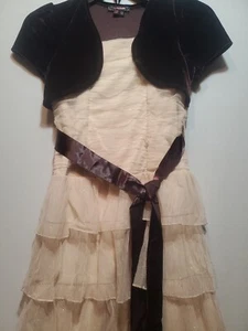 Girls MY MICHELLE Dress Brown And Beige Sz 12 - Picture 1 of 8