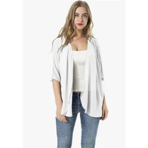 Women's Sheer White Chiffon Kimono Cardigan Beachwear Cover Up Small - Picture 1 of 6