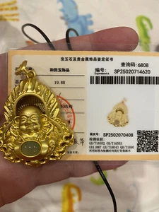 NUOVO CERTIFICATO*RARO*SPLENDIDA GIADA VERDE ETIANA稀有天然和田玉白玉 GOLDS925银镀金 CIONDOLO BUDDHA - Foto 1 di 6