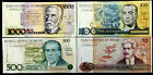 Brazil 1000,500,100, 50 Cruzeiros Banknote World Paper Money UNC Currency Bill