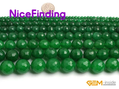 Venta al por mayor Cuentas sueltas de piedras preciosas de jade facetadas de piedra redonda para hacer joyas 15" Foto 1 de 4