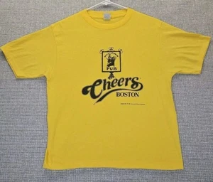 Vintage 1987 Cheers TV Show Tshirt Womens Sz LG Yellow Single Stitch Made In USA - Picture 1 of 18