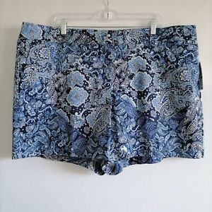 Michael Kors Women's True Navy Blue Floral Shorts Plus Size 24W New With Tag