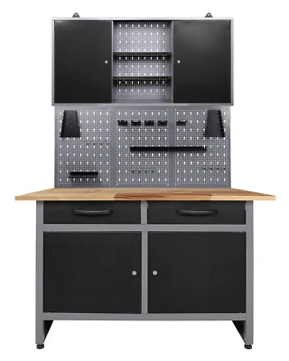 Ondis24 Werkstatt Set 120 cm Werkbank Metall 1x Werkzeugschrank - Lochwand Haken - Bild 1 von 4