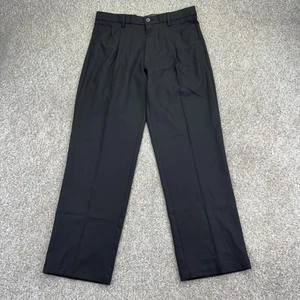 NEW Haggar Cool 18 Pro Pants Mens Size 34x30 Black Pleated Expandable Waist - Picture 1 of 12