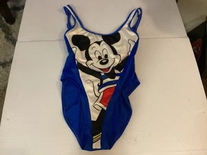 VTG 1990 Disney MICKEY MOUSE Women’s CATALINA 1 Piece Blue Swimsuit SZ M - Cool - Picture 1 of 16