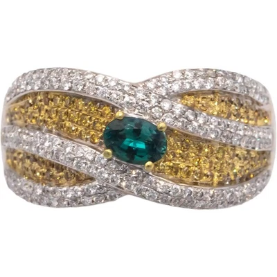 Anillo de alejandrita y diamantes blancos y amarillos de oro blanco de 18 k certificado IGI 1,29 QUILATES Foto 1 de 4