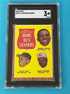 1962 Topps # 54 horas líderes O. Cepeda Willie Mays Frank Robinson Salón de la fama SGC 3 - Imagen 1 de 10
