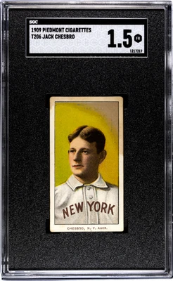 T206 T-206 1909-11 1909 Piamonte 150 Jack Chesbro Salón de la fama SGC 1,5 Yankees de Nueva York Foto 1 de 2