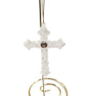 Clear Cross with Clear Rhinestone Christmas Ornament Holiday Plastic Resin