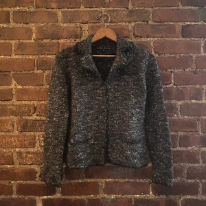 Jenne Maag Cardigan Sweater Women’s Small Brown Speckled Wool Chunky Chic Collar - Picture 1 of 8