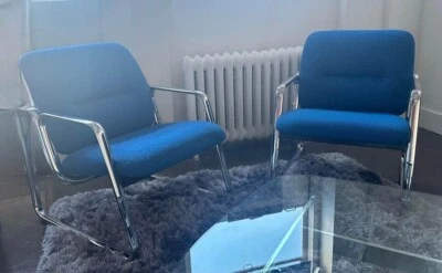 *RARE* Vintage MCM Steelcase Chrome Lounge Chairs - Image 1 of 4