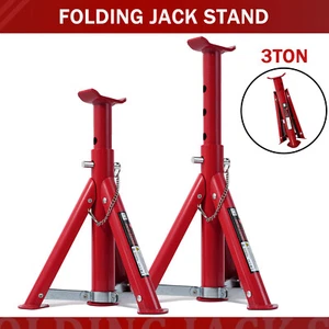 2X RED 3 Tons Car Jack Stands Lift Heavy Duty Vehicle Support Durable Axle Jack - Picture 1 of 9