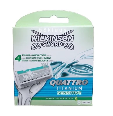 8 Wilkinson Quattro Titanium Sensitive Rasierklingen 8er Sensetive Set NEU & OVP