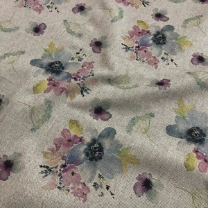 Cortinas y tapicería de tela de lino ricas en algodón con estampado digital de flores de otoño - Imagen 1 de 3