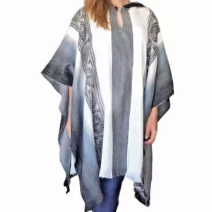 LIGHT HANDMADE ALL SEASON BABY ALPACA WOOL CAPE PONCHO WRAP SHAWL COAT HANDMADE - Picture 1 of 9