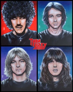 THIN LIZZY BAND PORTRAITS  Renegade Print 33"x23" By Jim Fitzpatrick. Thin Lizzy - Picture 1 of 6