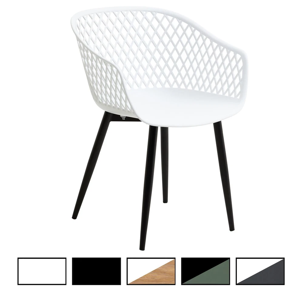 Lot de 4 chaises salle à manger cuisine coque plastique avec 4 pieds décor bois - Photo 1/1
