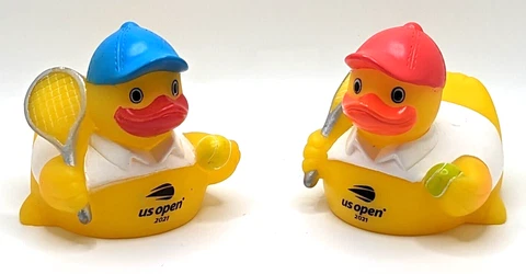 2 - 2021 US Open Tennis Promotional Souvenir Rubber Ducks Ball Racket & Clothes Cover