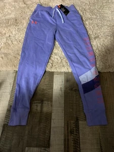 NWT Girl's UNDER ARMOUR Logo Purple Sweat Pants Joggers Size Youth Large $40 - Picture 1 of 3