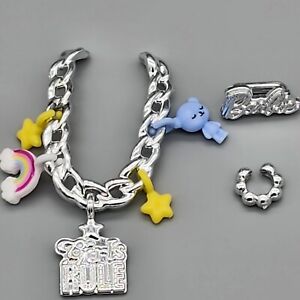 BARBIE JEWELRY EXTRA #6 CHARM NECKLACE SILVER RING BRACELET DOLL ACCESSORY