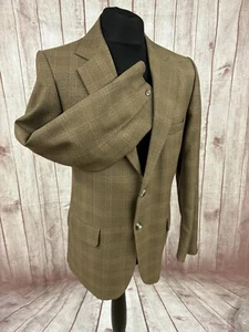 Harbarry England Mens Tweed Jacket Blazer Wool Worsted Terylene 42” Brown Check - Picture 1 of 24