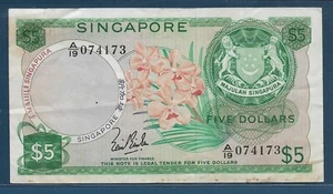 Singapore 5 Dollars, 1967, P 2a, VF+ - Picture 1 of 2