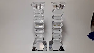 Mikasa Lead Crystal Candleholders Pagoda Style 8 1/8" 2pc Set - Picture 1 of 7