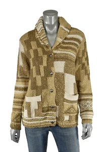 Women's Polo Ralph Lauren Cotton Linen Patchwork Cardigan Sweater New - Picture 1 of 3