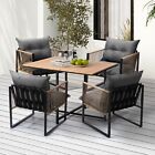 Livsip Outdoor Dining Set Furniture Patio Setting Wood-plastic Table 4 Seater