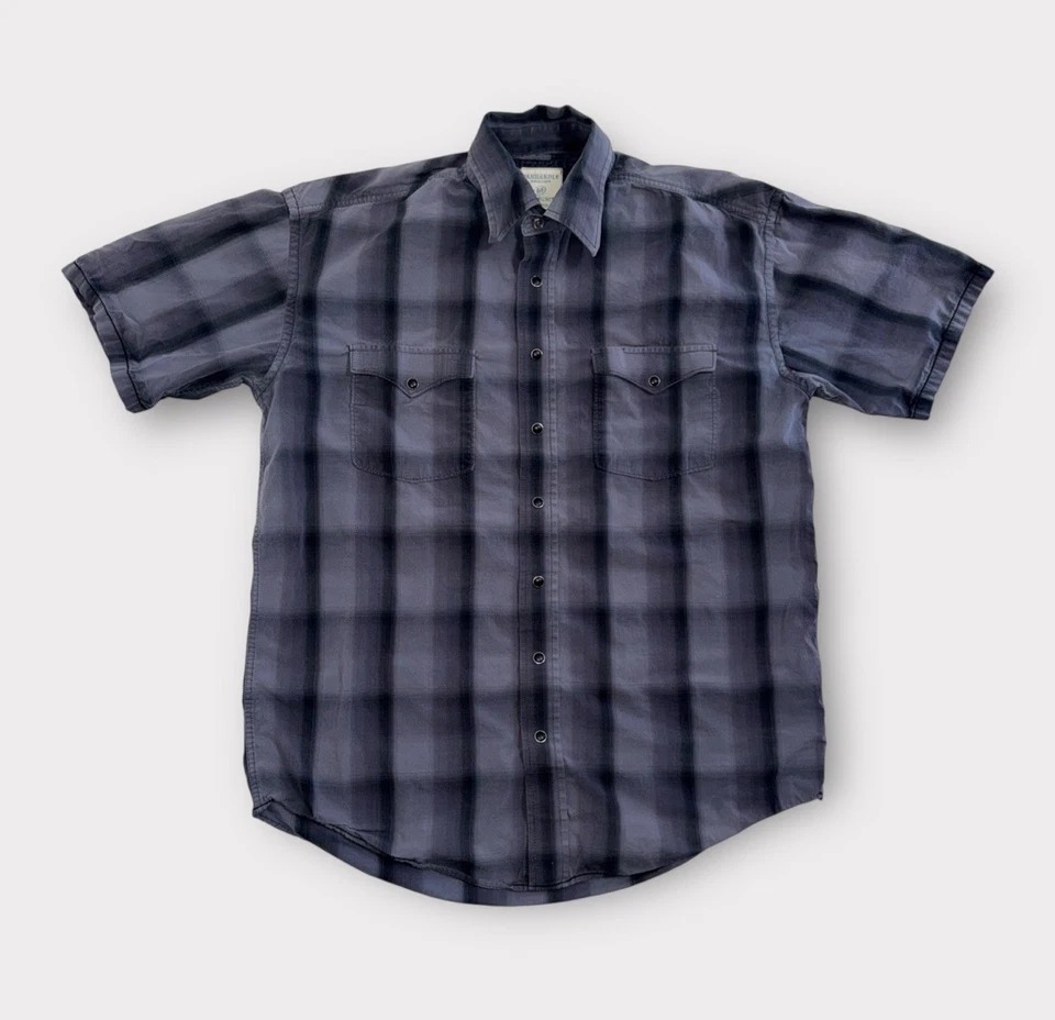Panhandle Slim Shirt Mens Medium Plaid Pearl Snap Short Sleeve Western Cowboy - Image 1 of 4