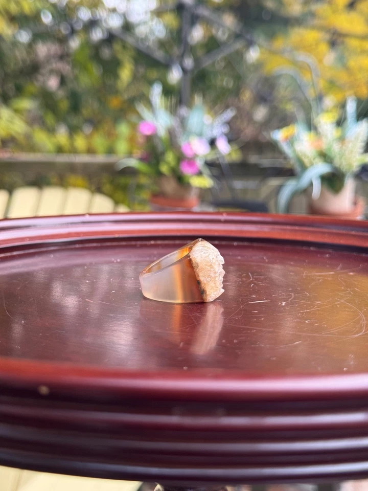 Anillo Geoda Piedra Cruda Cuarzo Ágata, Anillo Grande Grueso Cristal Talla 7.5 Foto 1 de 4