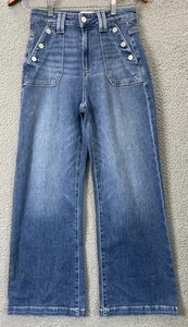 🔥 Paige Blue Wide Leg High Rise Aubrey Crop Sailor Buttons Jeans Women’s Sz 25 - Picture 1 of 16