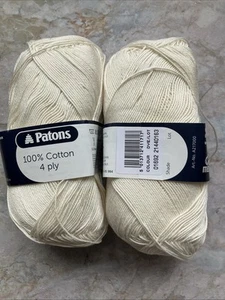 2 x Patons 100% Cotton 4ply 100g Shade 1692 Cream dyelot 21440163 - Picture 1 of 1
