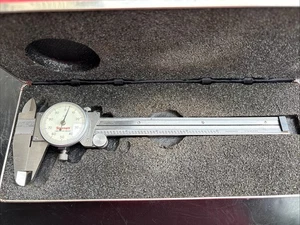 Vintage Starrett 6in. Dial Caliper No. 120 Hardened Stainless Steel w/Case Nice - Picture 1 of 7