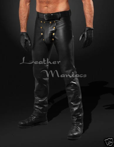 Codpiecejeans Codpiecehose Pantalones de mezclilla de cuero con solapa Codpiecejeans Foto 1 de 1