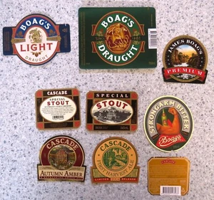 Etiquetas de cerveza de Tasmania sin usar: cascada y bolsas x 9 - Imagen 1 de 2