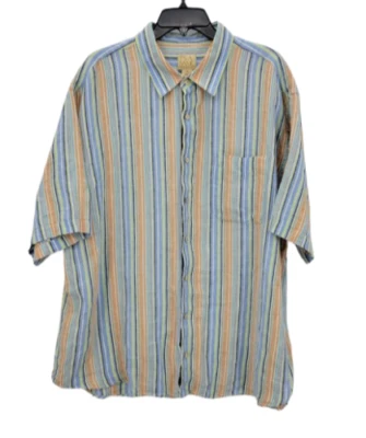 Jos A Bank Shirt Mens XXL Colorful Stripe Linen Short Sleeve Button Up Preppy - Image 1 of 4