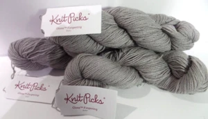 Knit Picks Yarn Gloss Fingering Merino Wool Silk Lot 3-Color Robot Soft Gray NEW - Picture 1 of 3