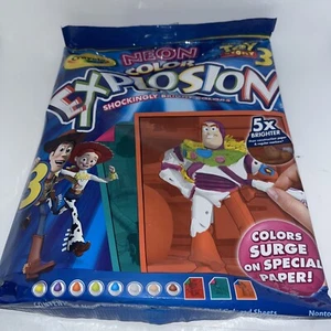 NEW Crayola Toy Story 3 NEON Color Explosion 18 Sheets 8 Markers Disney Buzz NIP - Picture 1 of 4