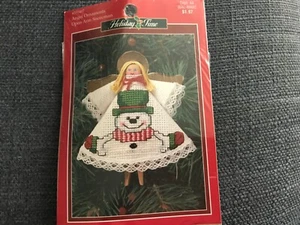 New Clothespin Angel Ornament Cross Stitch Kit 351407 Open Arm Snowman - Picture 1 of 2