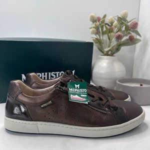 Mephisto Nikita Leather Lace Up Zip Sneaker Bronze Women's 10.5 NWB Comfort Shoe - Picture 1 of 10