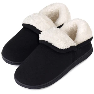 Womens Memory Foam Fuzzy Slippers Cotton Comfort Outdoor Booties House Shoes - Picture 1 of 48