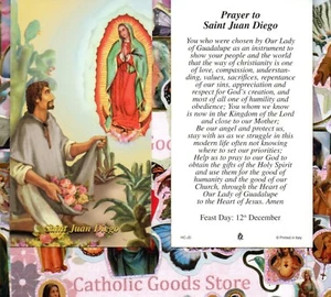 St. Juan Diego - Prayer to Saint Juan Diego  - Paperstock Holy Card RAP - Picture 1 of 3